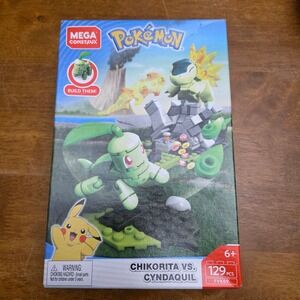 Mega Construx Pokemon Chikorita vs Cyndaquil Building Toy Set 129 Pieces Ages 6+
